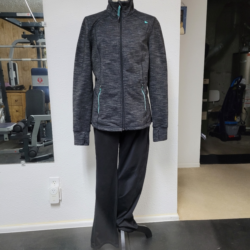 TANGERINE Black Matching Running Jacket/Pants, Women's Large Form-Fitting/Snug